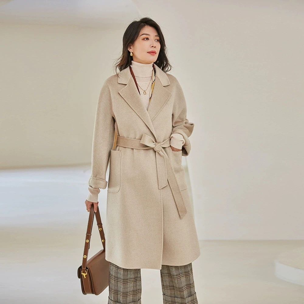 韓国ファッション ウールコート レディース 高級ウールコート 手作り リバーシブルカシミヤコート カシミヤのコート チェスターコート