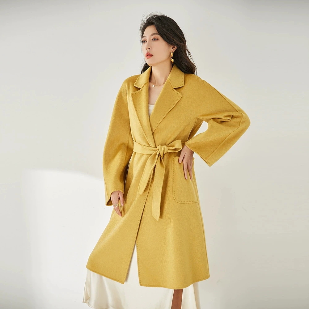 韓国ファッション ウールコート レディース 高級ウールコート 手作り リバーシブルカシミヤコート カシミヤのコート チェスターコート