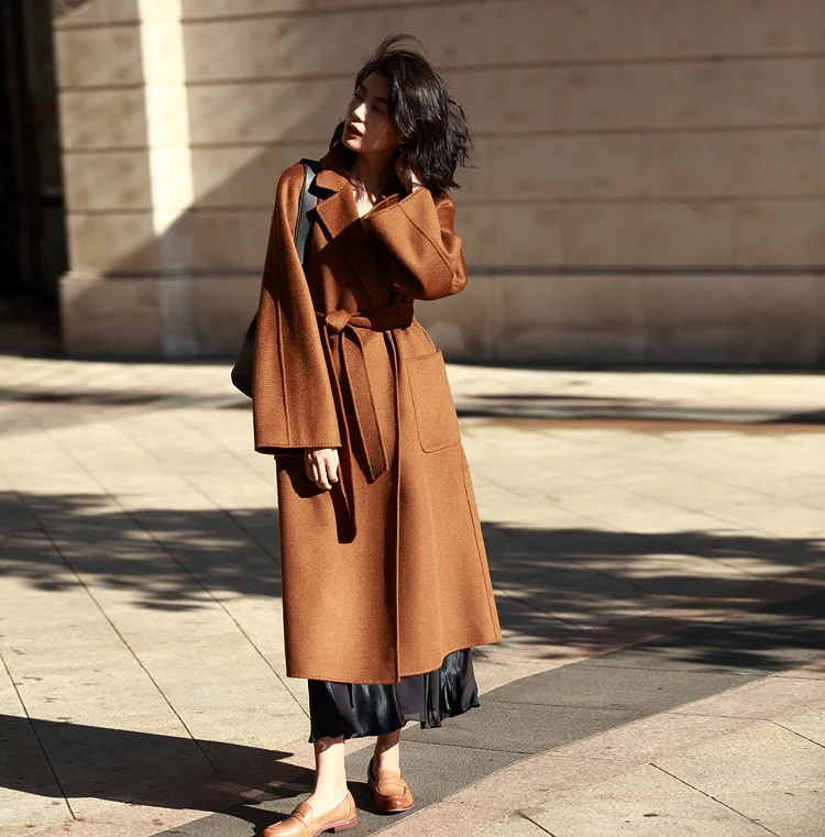 韓国ファッション ウールコート レディース 高級ウールコート 手作り リバーシブルカシミヤコート カシミヤのコート チェスターコート