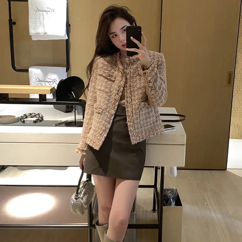 韓国ファッション春秋新作ジャケットジャケッ ショット丈 丸ネックライダース 韓国ファッション春秋新作ジャケットジャケッ ショット丈 丸ネックライダース