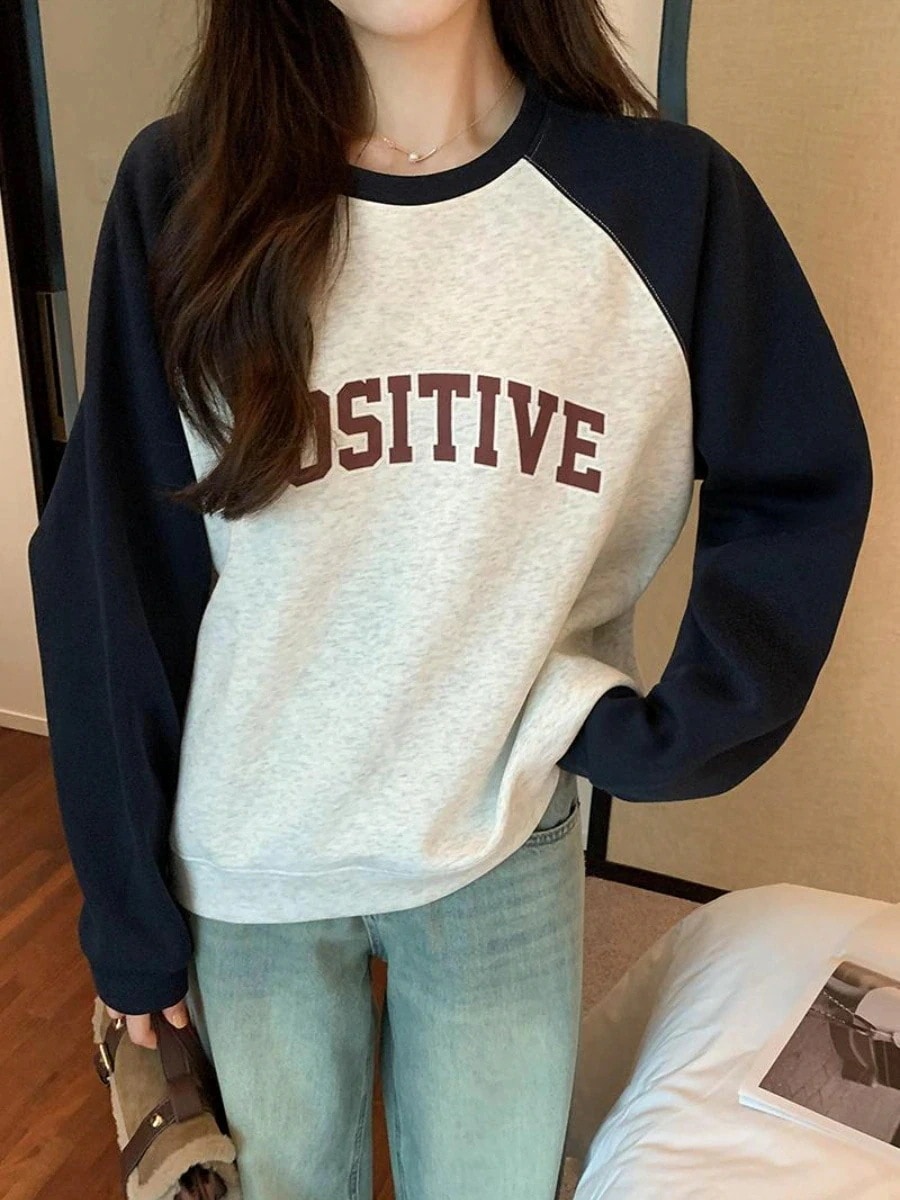 カジュアル コントラストカラー 花柄 スウェット レディース 春春冬春 新作 百掛け トップス カジュアル コントラストカラー 花柄 スウェット レディース 春春冬春 新作 百掛け トップス