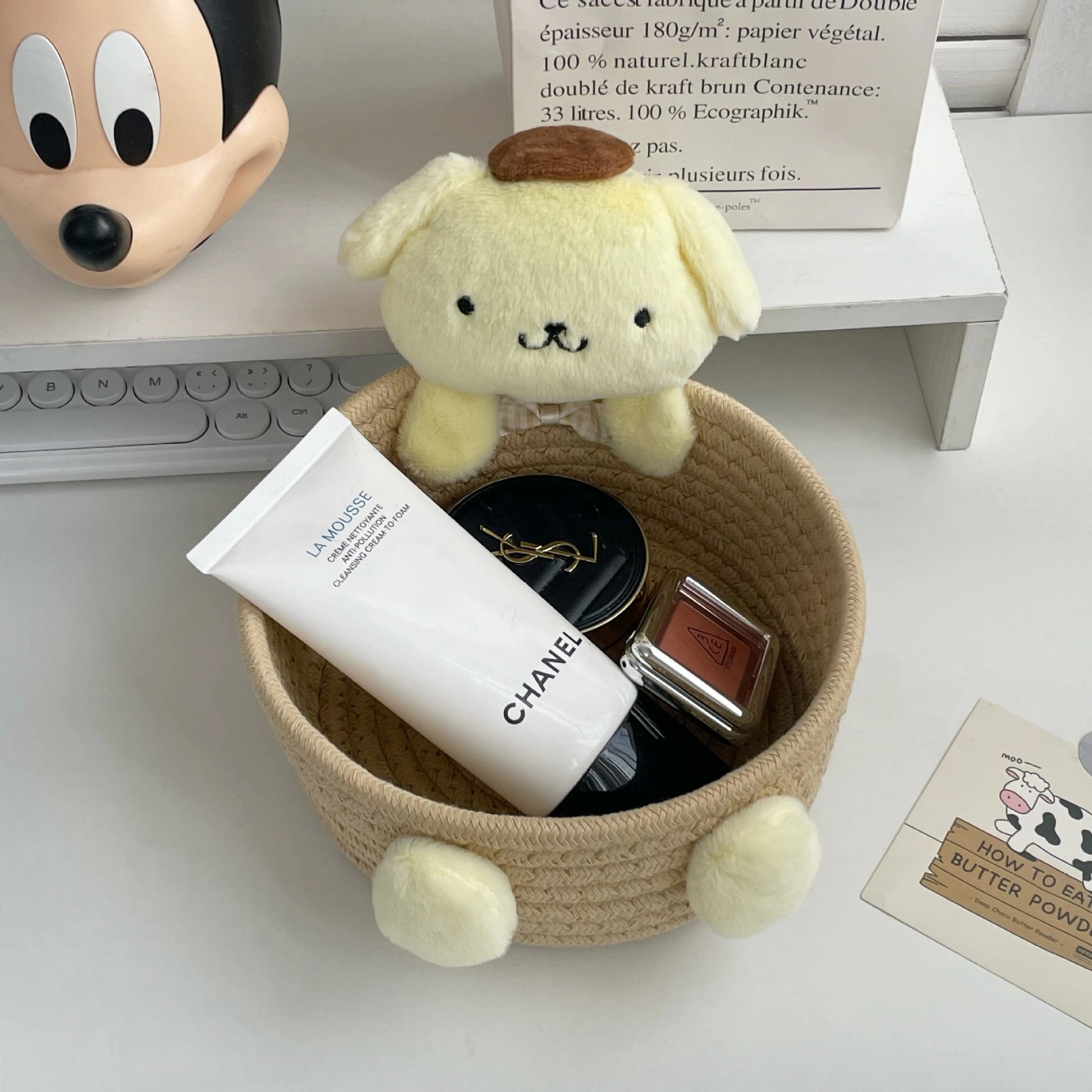 【20点セット】急速出荷かわいい子猫のキャラクター収納かご乙女心デスクおやつ家収納バスケット化粧品収納ケース