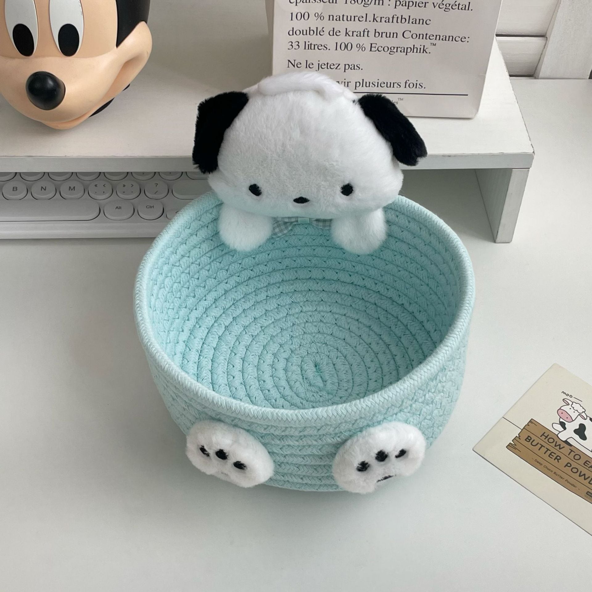 【20点セット】急速出荷かわいい子猫のキャラクター収納かご乙女心デスクおやつ家収納バスケット化粧品収納ケース