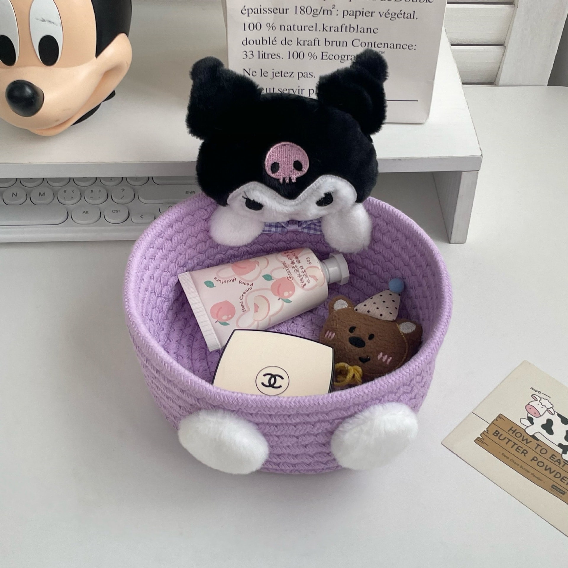 【20点セット】急速出荷かわいい子猫のキャラクター収納かご乙女心デスクおやつ家収納バスケット化粧品収納ケース