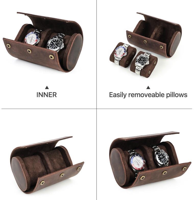 売れ 父の日 腕時計ケース 本革 牛革 復古 時計ケース 2本用 長方形 ウオッチケース 収納ボックス コレクションケース 持ち運び 便利コンパクト プレゼント 見せる収納 メンズ 高級コーヒー 収納