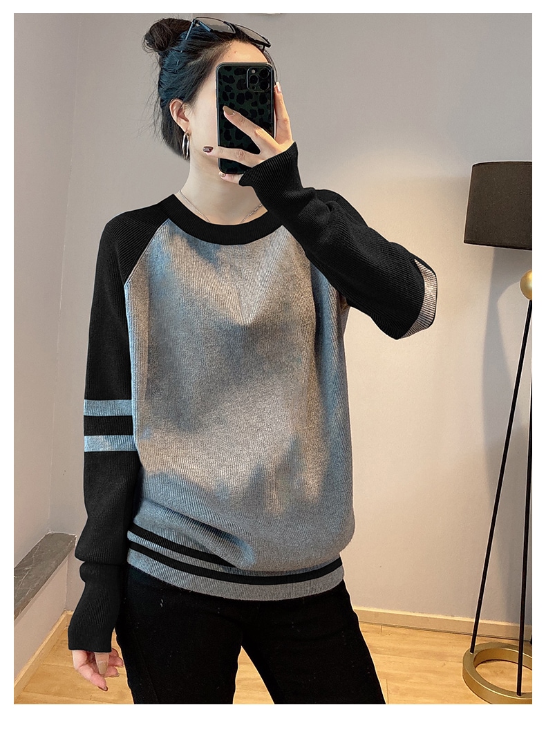ラウンド ネック ソフト ワックス セーター女性 秋 冬 ルーズ カジュアル ニット セーター ボトムス トップ トレンド グレー S Ｍ Ｌ XL トップス 袖あり かわいい 大人可愛い きれいめ