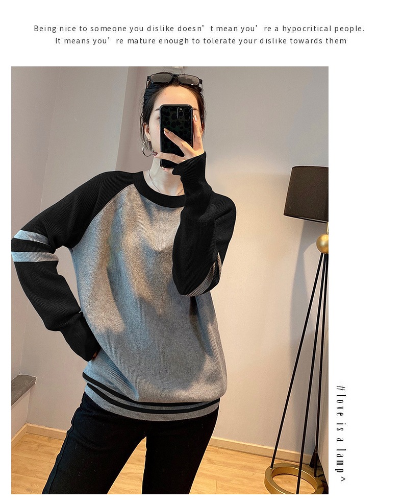 ラウンド ネック ソフト ワックス セーター女性 秋 冬 ルーズ カジュアル ニット セーター ボトムス トップ トレンド グレー S Ｍ Ｌ XL トップス 袖あり かわいい 大人可愛い きれいめ