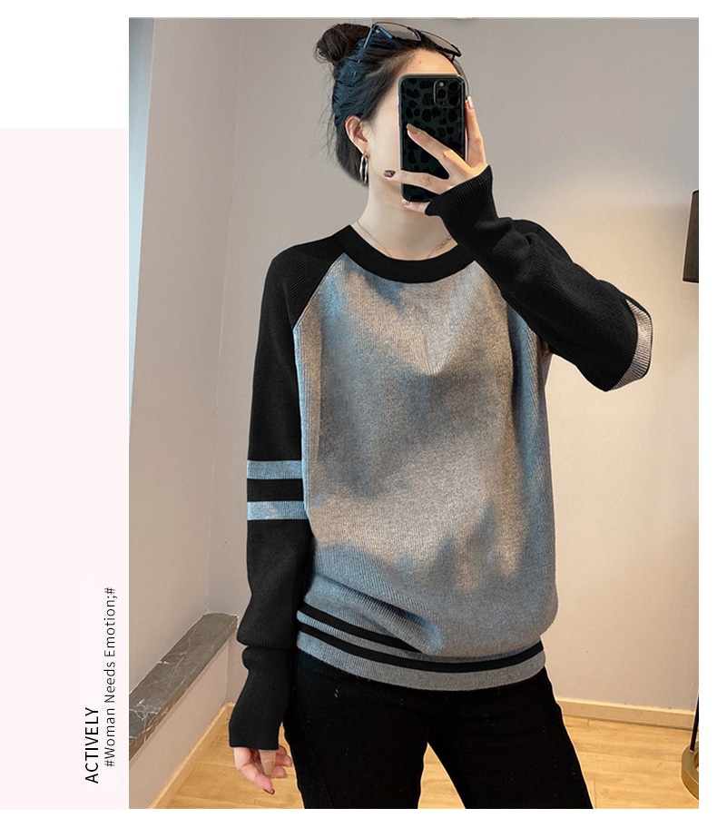 ラウンド ネック ソフト ワックス セーター女性 秋 冬 ルーズ カジュアル ニット セーター ボトムス トップ トレンド グレー S Ｍ Ｌ XL トップス 袖あり かわいい 大人可愛い きれいめ