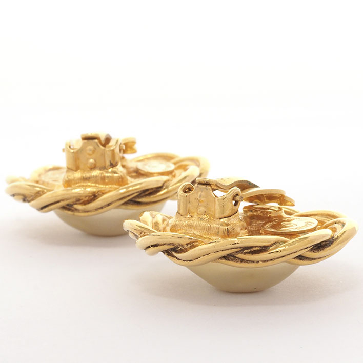 シャネル バロックパール チェーンモチーフフレーム クリップタイプ【イヤリング】