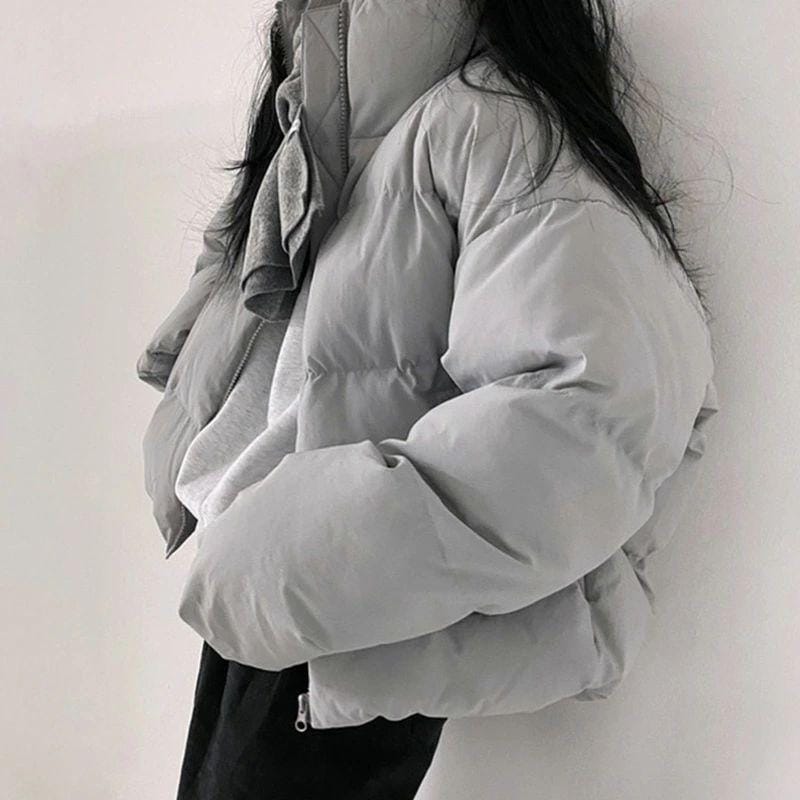 ダウンジャケット レディース きれいめ 可愛い ショート フェイク アウター コート 上着 冬 防寒 防風 厚手 長袖 白 無地 ハイネック ポケット ドロップショルダ