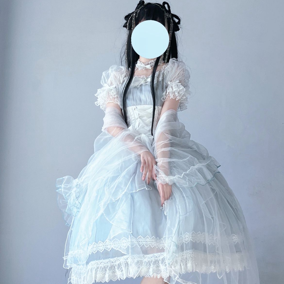 人魚の涙半袖ロリータドレス とてもエレガントな妖精少女ロリータドレス 夏