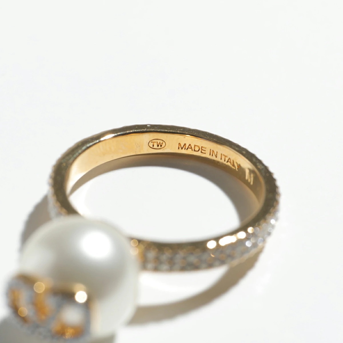 VALENTINO ヴァレンティノ リング 5W2J0W71 QVS レディース Vロゴ パール クリスタル装飾 指輪 アクセサリー Y49