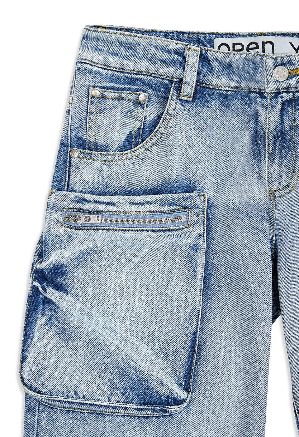 OPEN Yy】 CARGO POCKET JEAN : BLUE