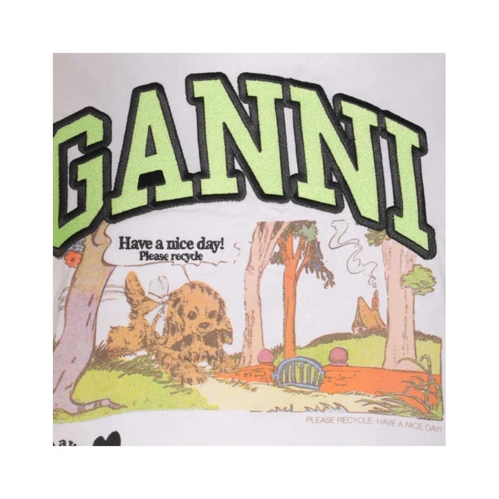 (当日) 25SS ガルニポピープリントホワイトレディースショートスリーブ T シャツ T4288 151