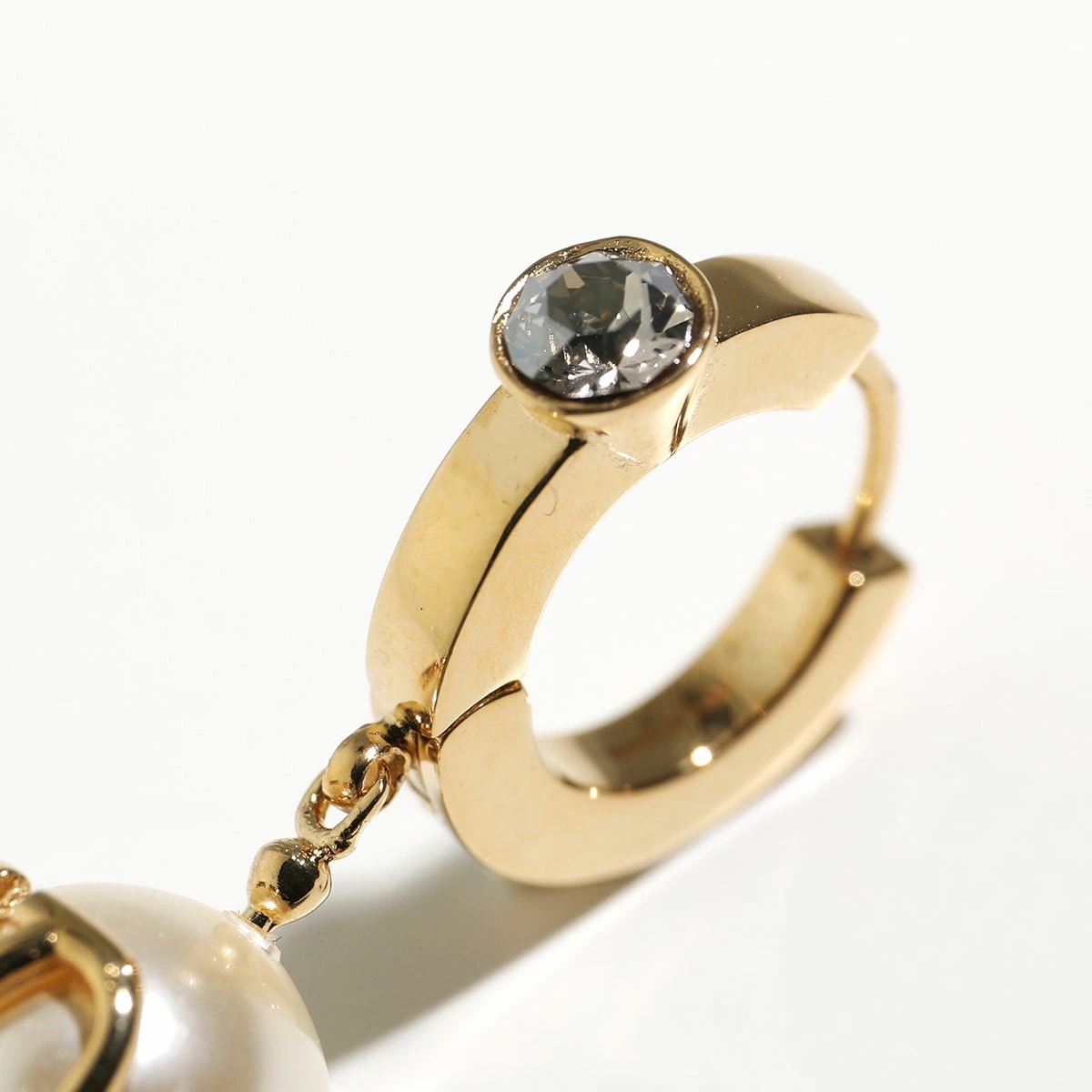 VALENTINO ヴァレンティノ フープピアス 3W2J0T76QVS レディース Vロゴ パール クリスタル装飾 アクセサリー Y49