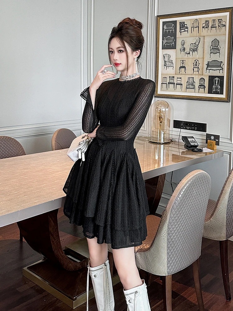 2024新品 ハイウエスト 透かし彫り ショートワンピース ドレス パーティー キャバ 大人 同窓会 披露宴 卒業式 結婚式 演奏会 ウェディング 二次会 メガ割