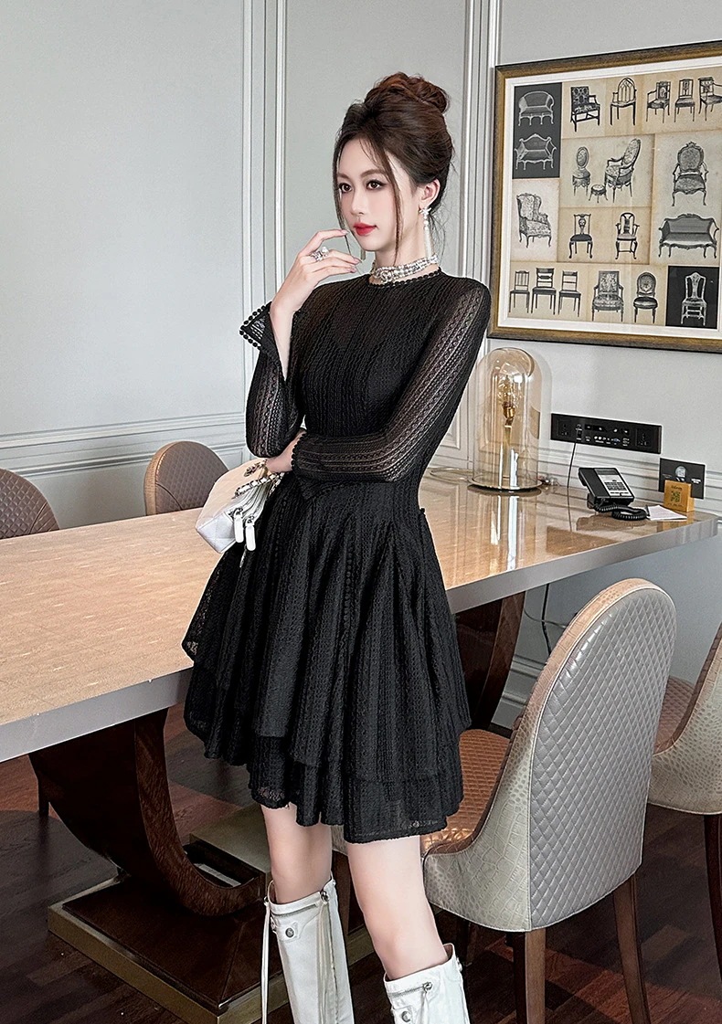 2024新品 ハイウエスト 透かし彫り ショートワンピース ドレス パーティー キャバ 大人 同窓会 披露宴 卒業式 結婚式 演奏会 ウェディング 二次会 メガ割