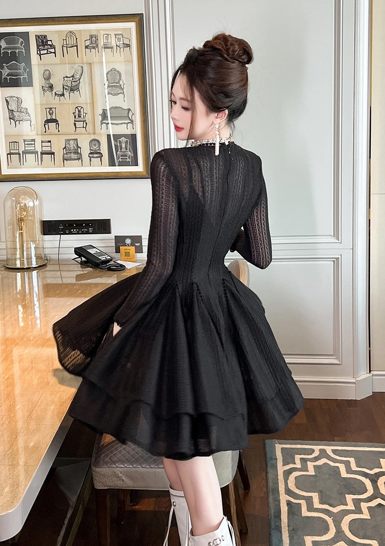 2024新品 ハイウエスト 透かし彫り ショートワンピース ドレス パーティー キャバ 大人 同窓会 披露宴 卒業式 結婚式 演奏会 ウェディング 二次会 メガ割