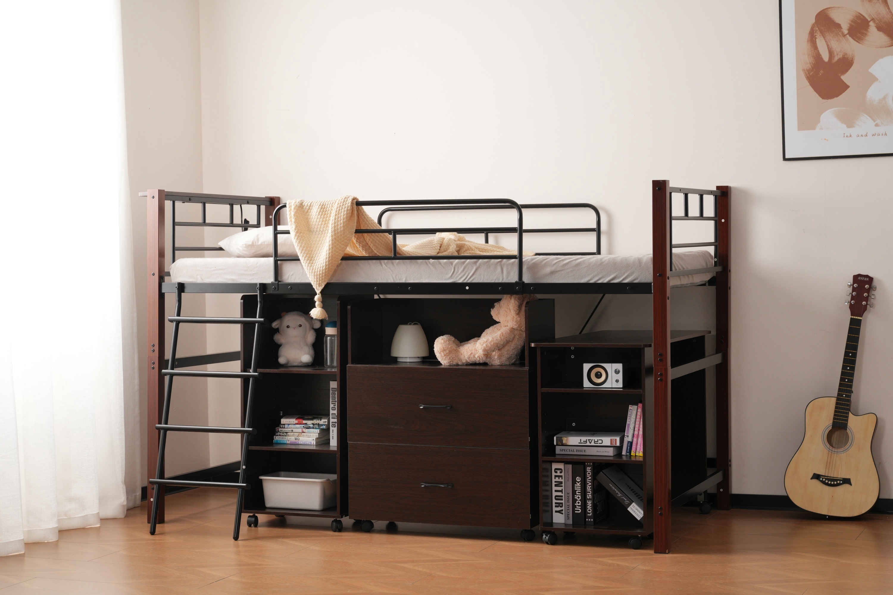 【国内発送】システムベッドロフトベッド+デスク+収納ラック+シェルフ4点セット宮コンセントスチールロフトベッドベッド省スペースパイプ耐震金属学生寮社員寮大人131 【国内発送】システムベッドロフトベッド+デスク+収納ラック+シェルフ4点セット宮コンセントスチールロフトベッドベッド省スペースパイプ耐震金属学生寮社員寮大人131