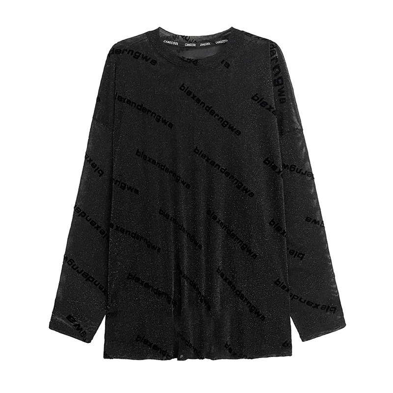 【急速出荷】 スカート春新作文字体型カバーメッシュTシャツゆったりミドル丈薄手ワンピース_7