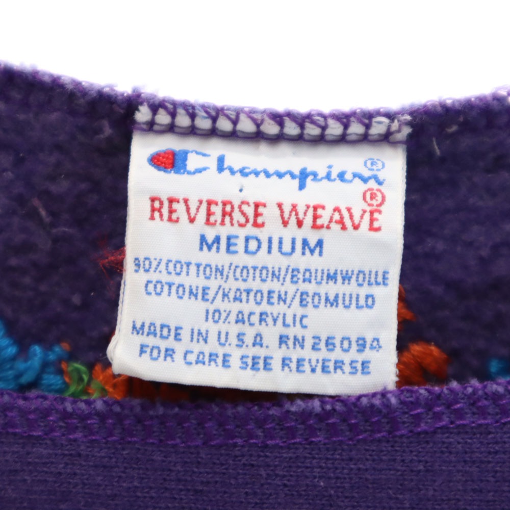 90s オールド 刺繍タグ 7分袖 リバースウィーブ スウェット トレーナー M パープル レディース 90s オールド 刺繍タグ 7分袖 リバースウィーブ スウェット トレーナー M パープル レディース