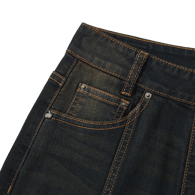 KIRSH PLAIN SEMI FLARE DENIM PANTS [LIGHT CHARCOAL]