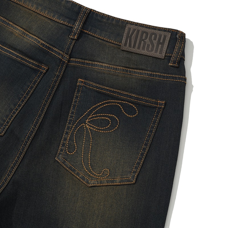 KIRSH PLAIN SEMI FLARE DENIM PANTS [LIGHT CHARCOAL]