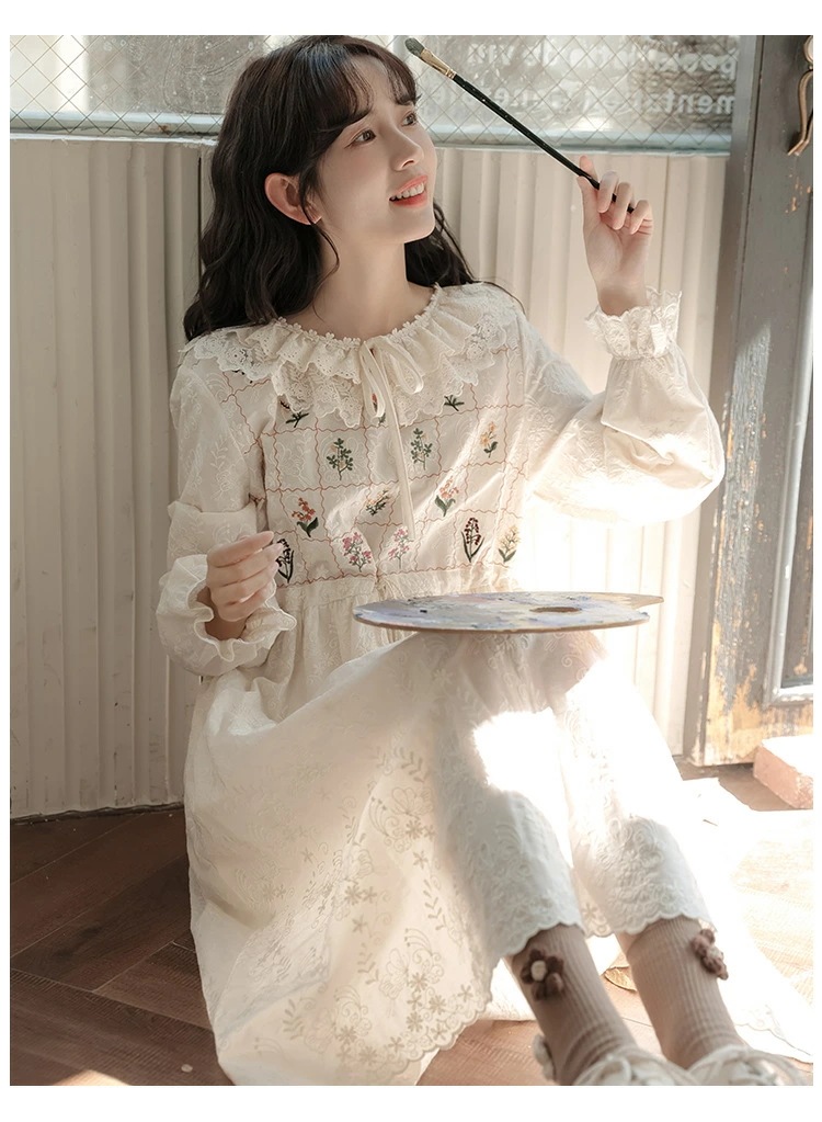 ワンピース レディース お洒落 2025 春 長袖 可愛い ロング丈ワンピース オシャレ シャツワンピース シフォンワンピース リボン 花柄ワンピース 着痩せ ゆったり 20代 30代 40代 きれい_2