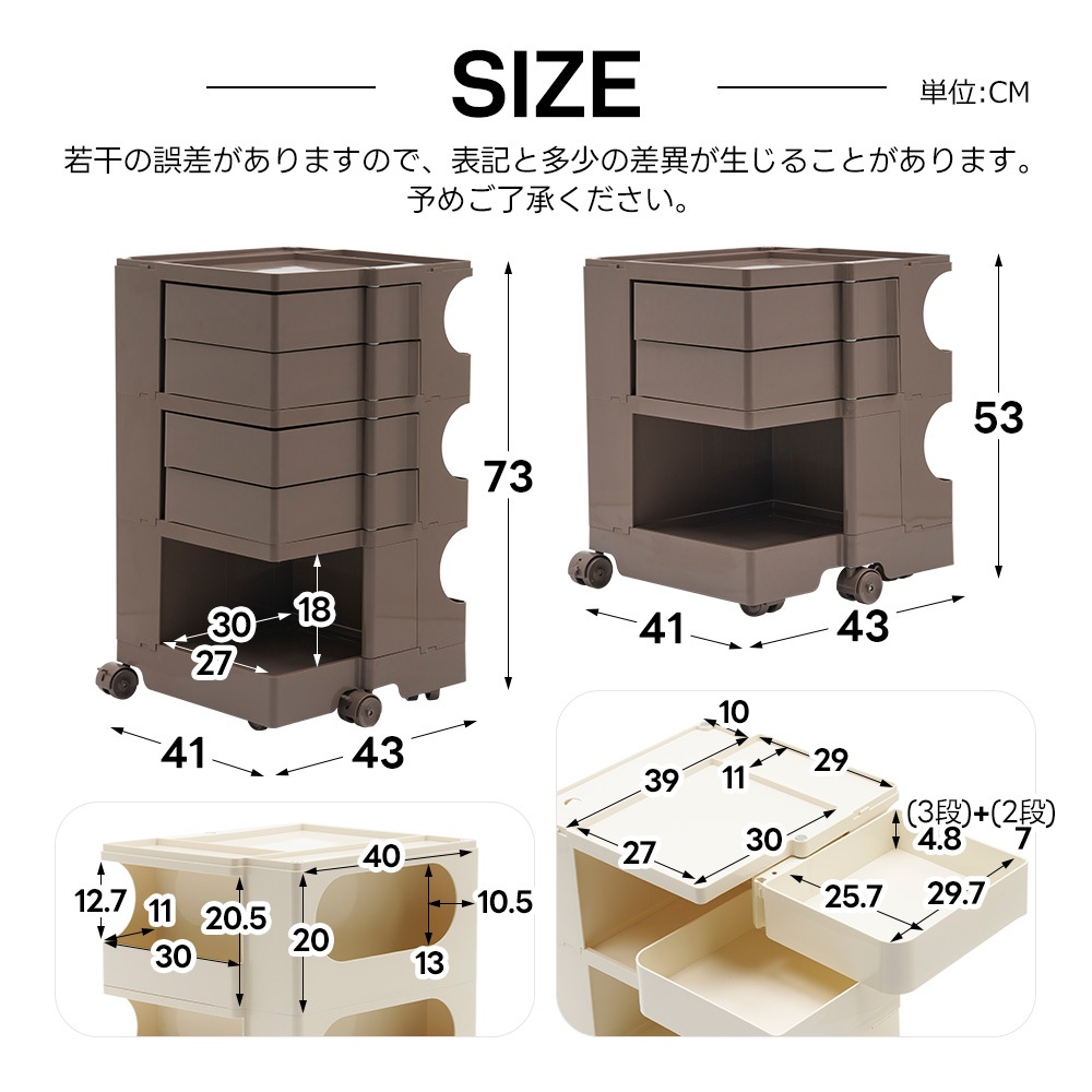 【国内出荷は送.料.無.料】【フォググリーン・3段】収納ワゴン キャスター付き ブレーキ付き おしゃれ 3段トレイ キッチンワゴン 回転式 収納 ベビーワゴン キッチン収納 ラック サイドワゴン キッ_5