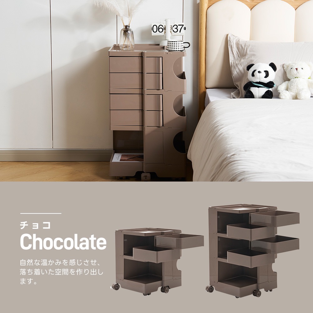 【国内出荷は送.料.無.料】【フォググリーン・3段】収納ワゴン キャスター付き ブレーキ付き おしゃれ 3段トレイ キッチンワゴン 回転式 収納 ベビーワゴン キッチン収納 ラック サイドワゴン キッ_15