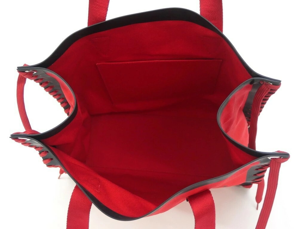 クリスチャン ルブタン Christian Louboutin カバラススモール シューレース トートバッグ 赤 キャンバス×レザー 【中古】(68157) クリスチャン ルブタン Christian Louboutin カバラススモール シューレース トートバッグ 赤 キャンバス×レザー 【中古】(68157)