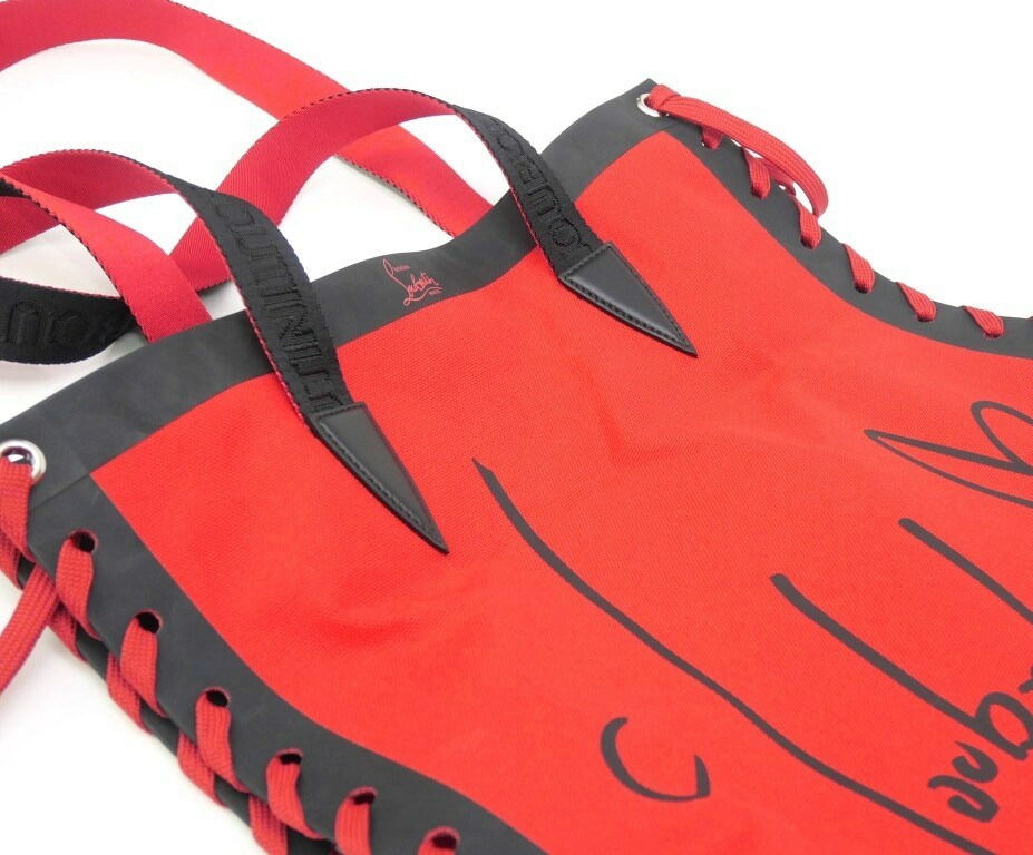 クリスチャン ルブタン Christian Louboutin カバラススモール シューレース トートバッグ 赤 キャンバス×レザー 【中古】(68157) クリスチャン ルブタン Christian Louboutin カバラススモール シューレース トートバッグ 赤 キャンバス×レザー 【中古】(68157)