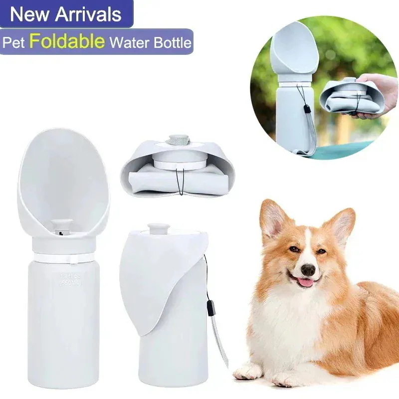 ペット用折りたたみ式ウォーターボトル 屋外ウォーキングマグ 旅行用カップ 水ディスペンサー 子犬と猫用の用品 550ml_1