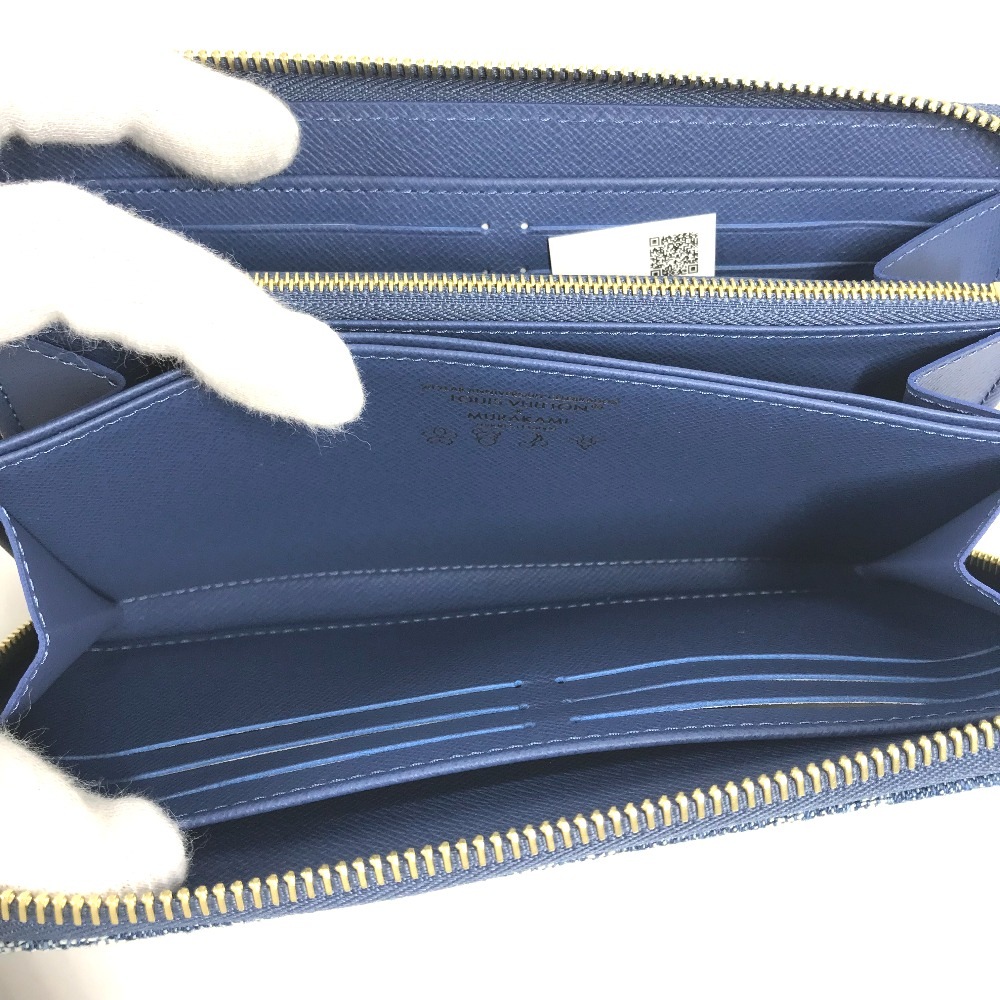 長財布 M23161 LV × TM ジッピー・ウォレット 村上隆コラボ モノグラムデニム ロングウォレット ラウンドファスナー ブルー