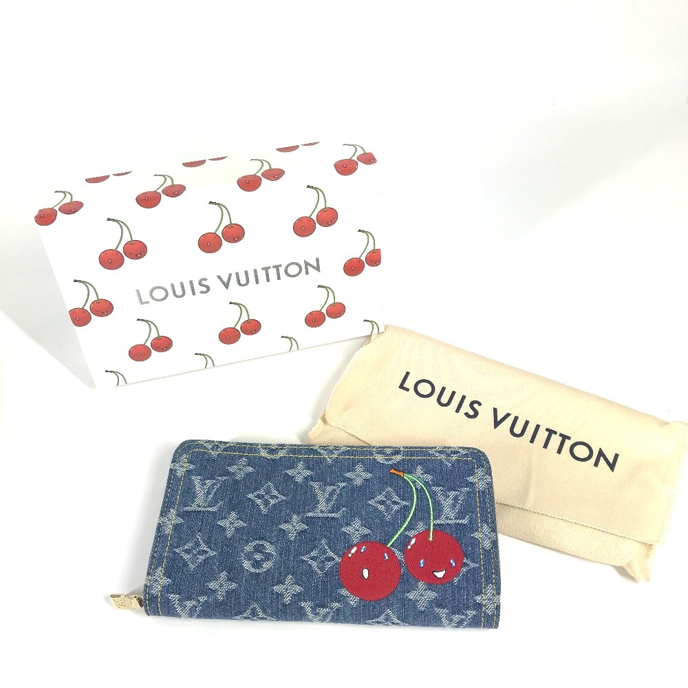 長財布 M23161 LV × TM ジッピー・ウォレット 村上隆コラボ モノグラムデニム ロングウォレット ラウンドファスナー ブルー