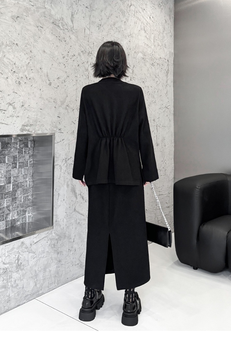 【J.Fashion】 上下セット 裏起毛 花飾り スカートセット 肩パッド付き おしゃれ レディース セットアップ 関連商品購入可能 メガ割