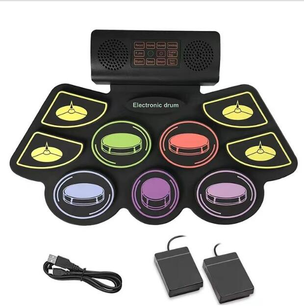 電子ドラム ポータブル 電子ドラムセット 充電式 練習 楽器 初心者 子供　折り畳み_4