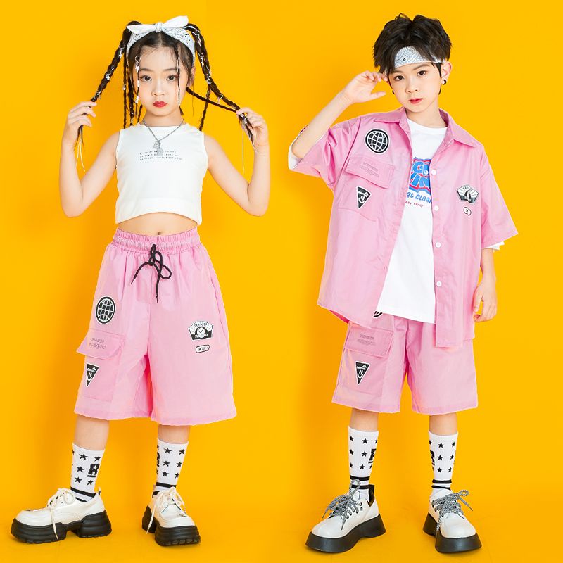 子供服のストリートダンスのファッション服の男の子のヒップホップセットhiphopファッションブランドの女の子はジャズダンスの衣装を着てショーをします