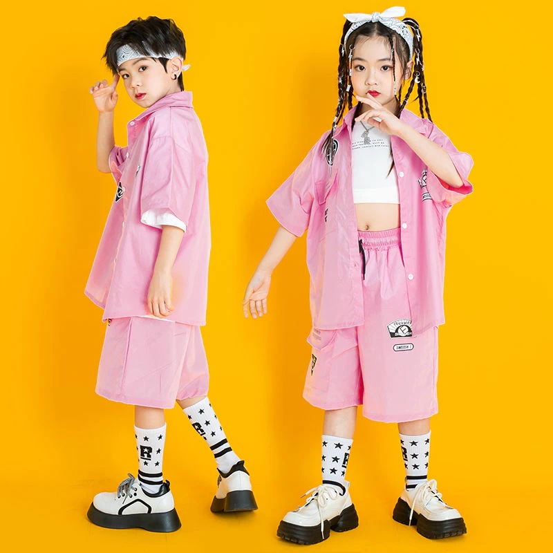 子供服のストリートダンスのファッション服の男の子のヒップホップセットhiphopファッションブランドの女の子はジャズダンスの衣装を着てショーをします