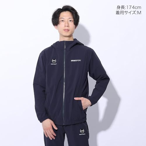 [ムーブスポーツ] クロス デサント フードありなし 4WAYストレッチナイロン バイカラーフルジップ はっ水 UVカット(UPF50 ) 接触冷感 メンズ 夏 日差し 雨 NV(DMMXJF13)