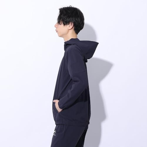 [ムーブスポーツ] クロス デサント フードありなし 4WAYストレッチナイロン バイカラーフルジップ はっ水 UVカット(UPF50 ) 接触冷感 メンズ 夏 日差し 雨 NV(DMMXJF13)