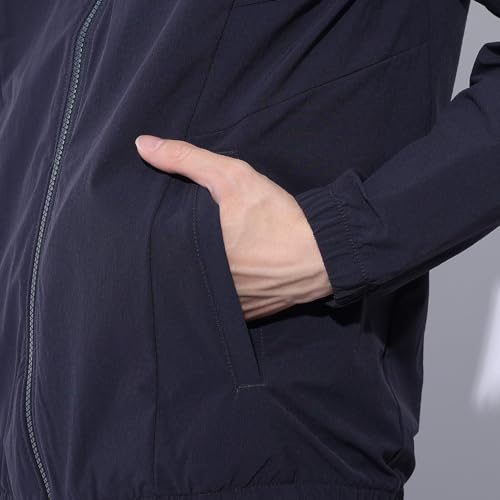 [ムーブスポーツ] クロス デサント フードありなし 4WAYストレッチナイロン バイカラーフルジップ はっ水 UVカット(UPF50 ) 接触冷感 メンズ 夏 日差し 雨 NV(DMMXJF13)