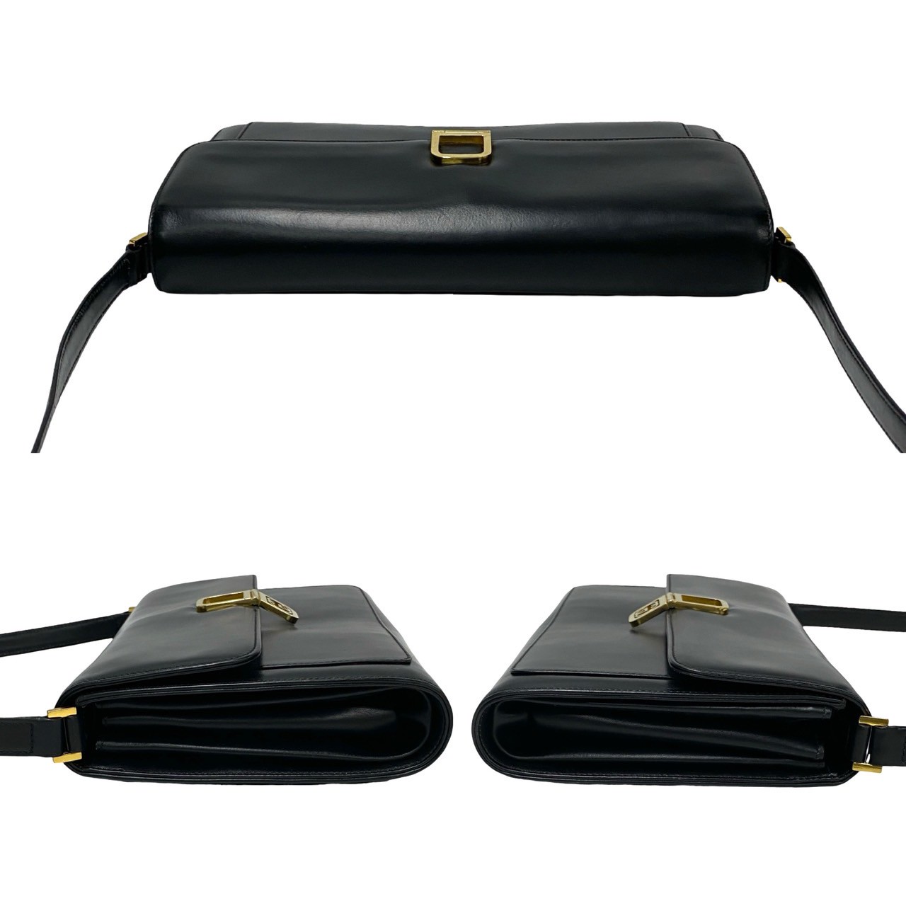 ヴィンテージ GG ロゴ金具ショルダーバッグ レザー ブラック 80100 ヴィンテージ GG ロゴ金具ショルダーバッグ レザー ブラック 80100