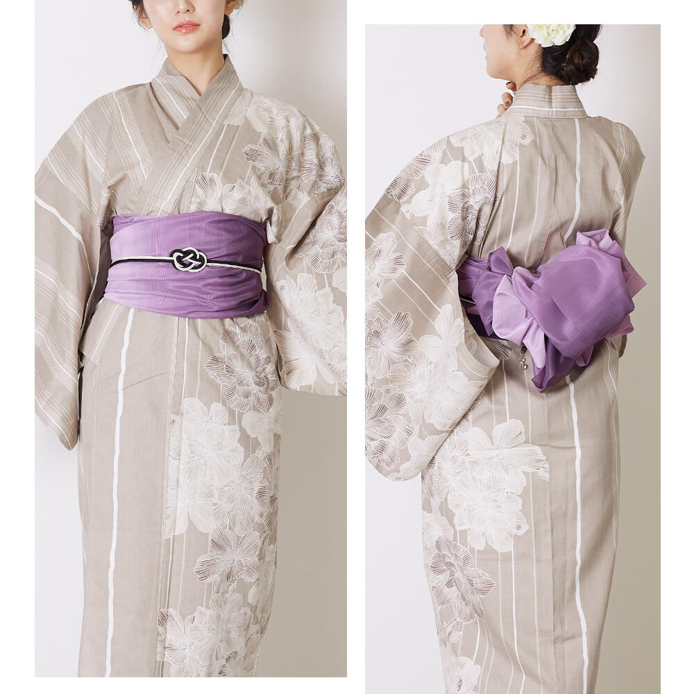 浴衣　セット　レディース　浴衣セット　兵児帯　ゆかた　綿麻　麻混　半身　浴衣　帯セット　２点セット　女性浴衣　対丈浴衣