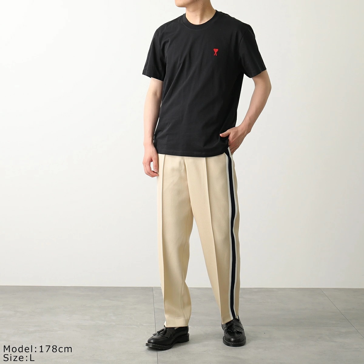 ami paris アミパリス Tシャツ BFUTS001.724 メンズ 半袖 カットソー ハートロゴ刺繍 ロゴT クルーネック コットン カラー3色