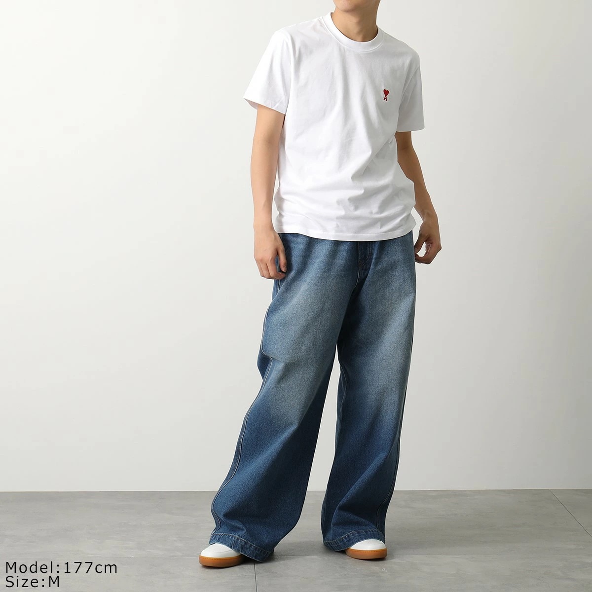 ami paris アミパリス Tシャツ BFUTS001.724 メンズ 半袖 カットソー ハートロゴ刺繍 ロゴT クルーネック コットン カラー3色