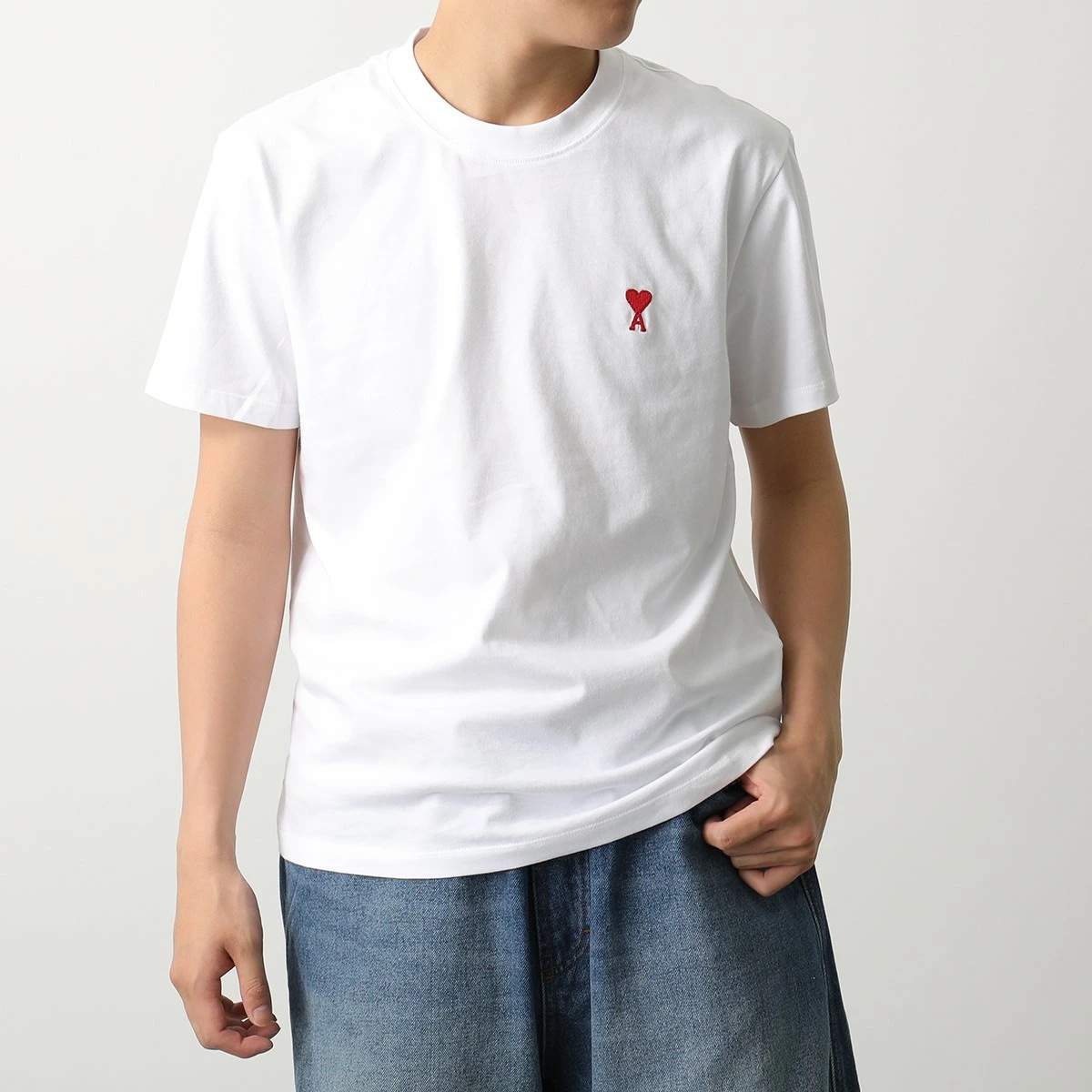 ami paris アミパリス Tシャツ BFUTS001.724 メンズ 半袖 カットソー ハートロゴ刺繍 ロゴT クルーネック コットン カラー3色
