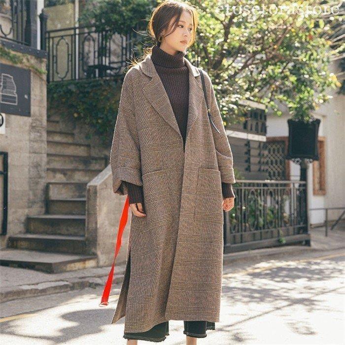 【急速出荷】新品 大人気 チェスターコート ロング オーバーコート レディース 秋冬 ラシャ コート アウター ゆったり ウール混コート チェック ロングコート スリット カジュアル