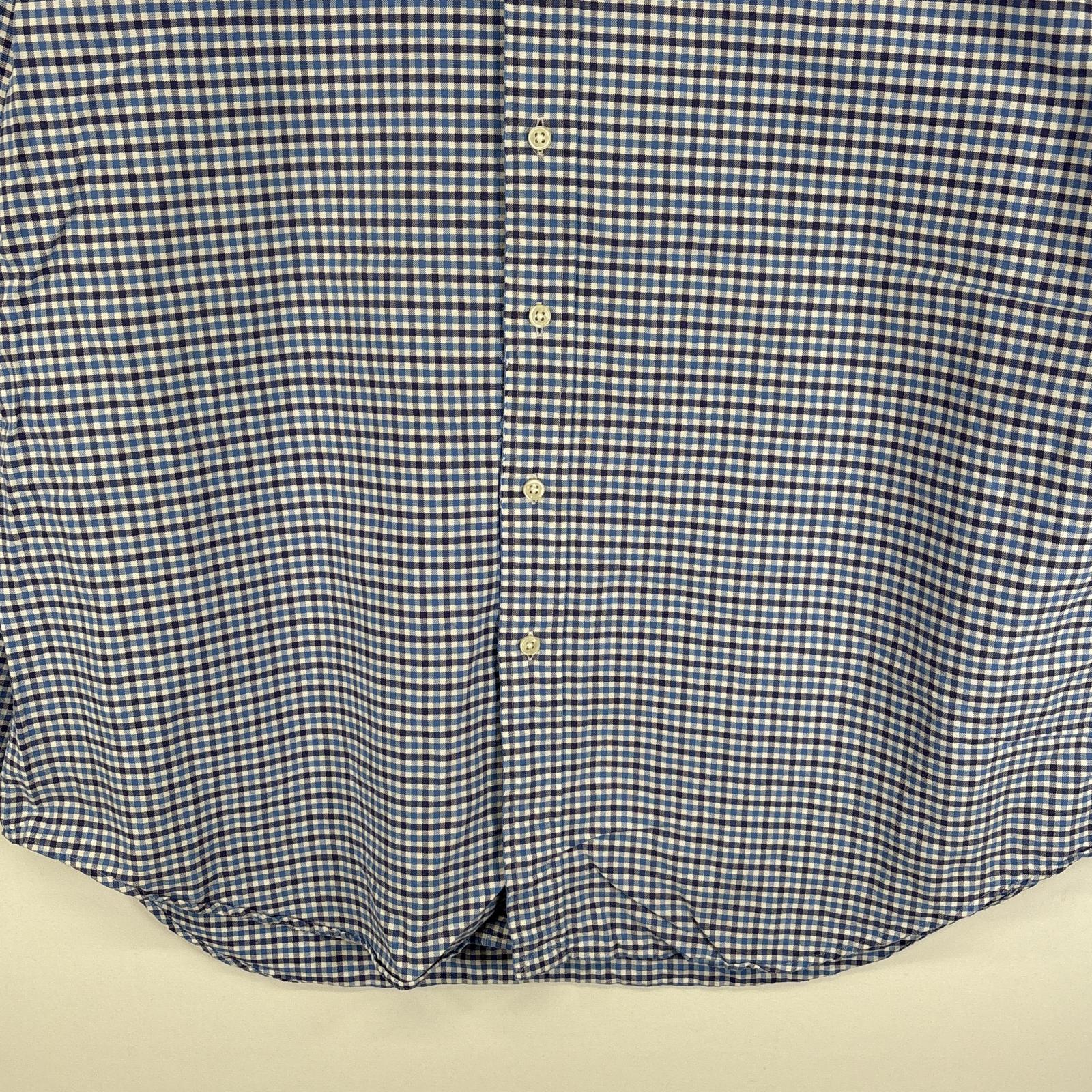 古着 長袖シャツ ワンポインロゴ 刺繍 ボタンダウンシャツ 大きいサイズ XL ブルー系 チェック メンズ 古着 長袖シャツ ワンポインロゴ 刺繍 ボタンダウンシャツ 大きいサイズ XL ブルー系 チェック メンズ