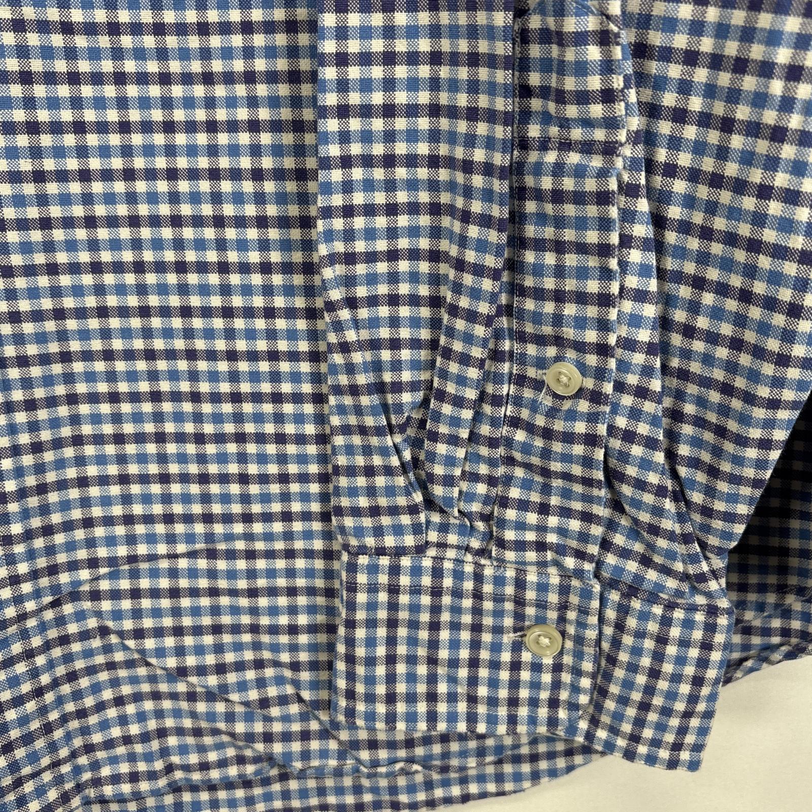 古着 長袖シャツ ワンポインロゴ 刺繍 ボタンダウンシャツ 大きいサイズ XL ブルー系 チェック メンズ 古着 長袖シャツ ワンポインロゴ 刺繍 ボタンダウンシャツ 大きいサイズ XL ブルー系 チェック メンズ